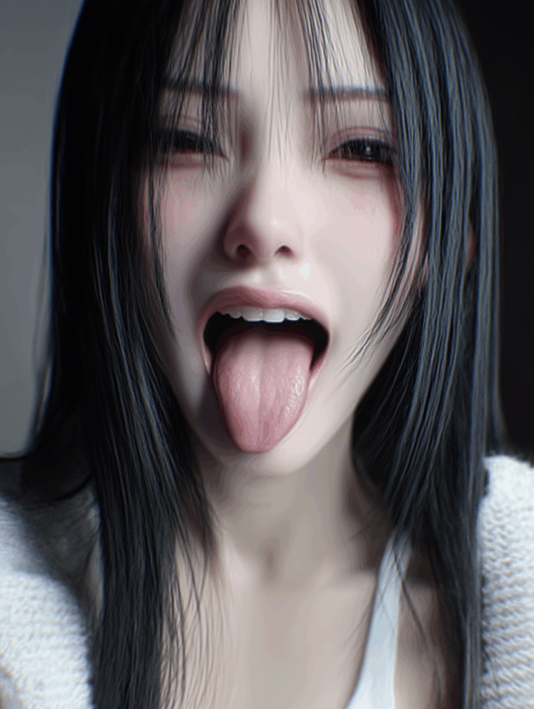 舌出し美女